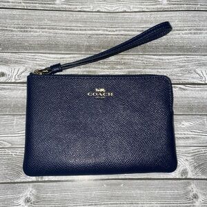 Coach Dark Blue Textured Wristlet